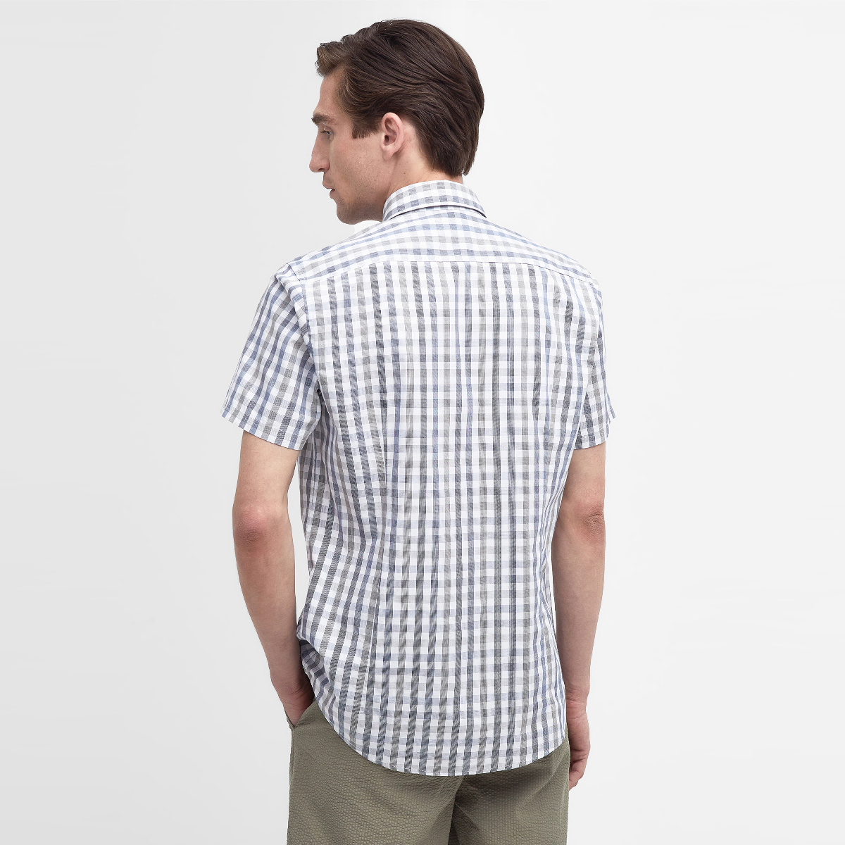 Barbour Longstone Short Sleeved Tailored Fit Men's Shirt | Olive