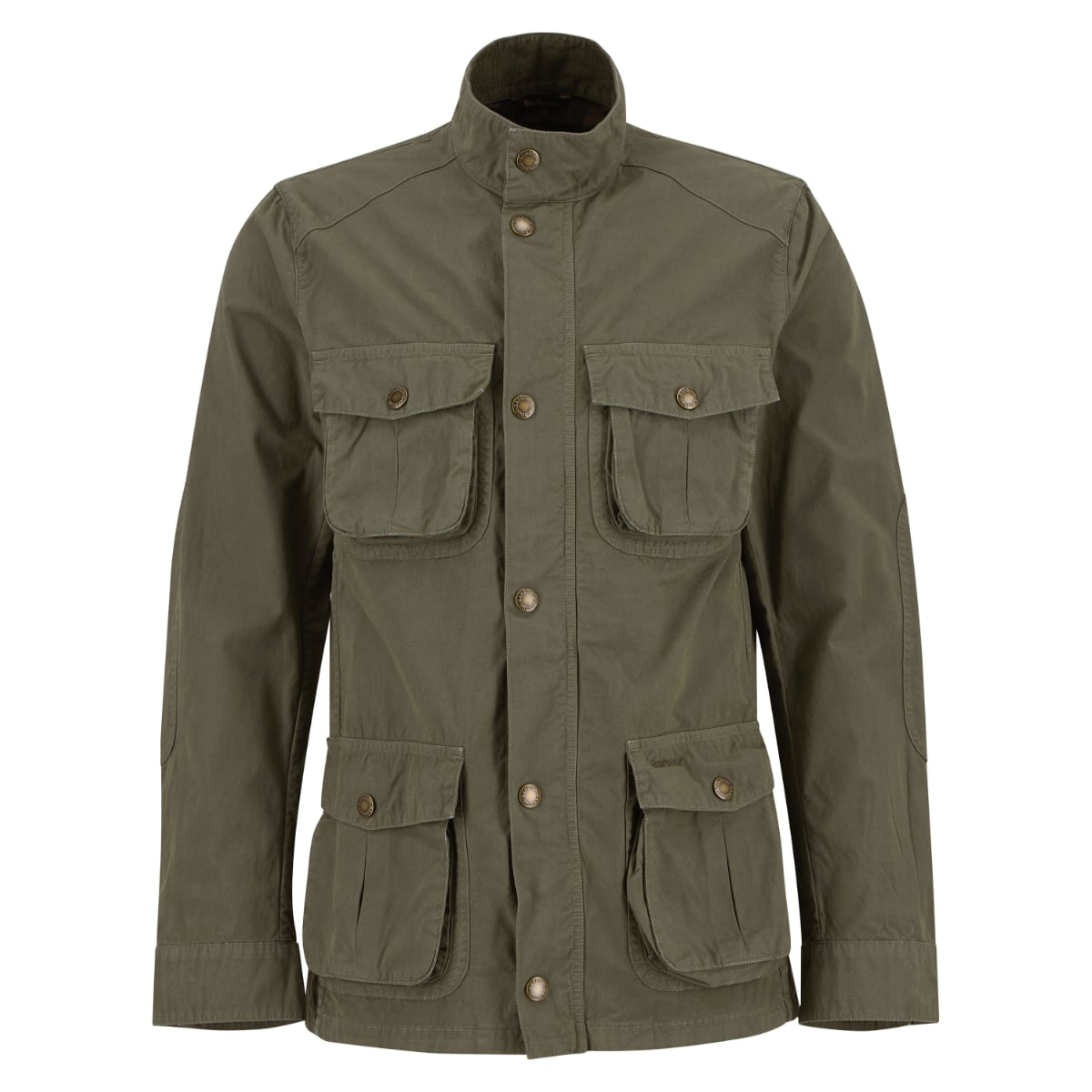 Barbour Corbridge utility jacket in dusty olive with four front pockets and stand collar