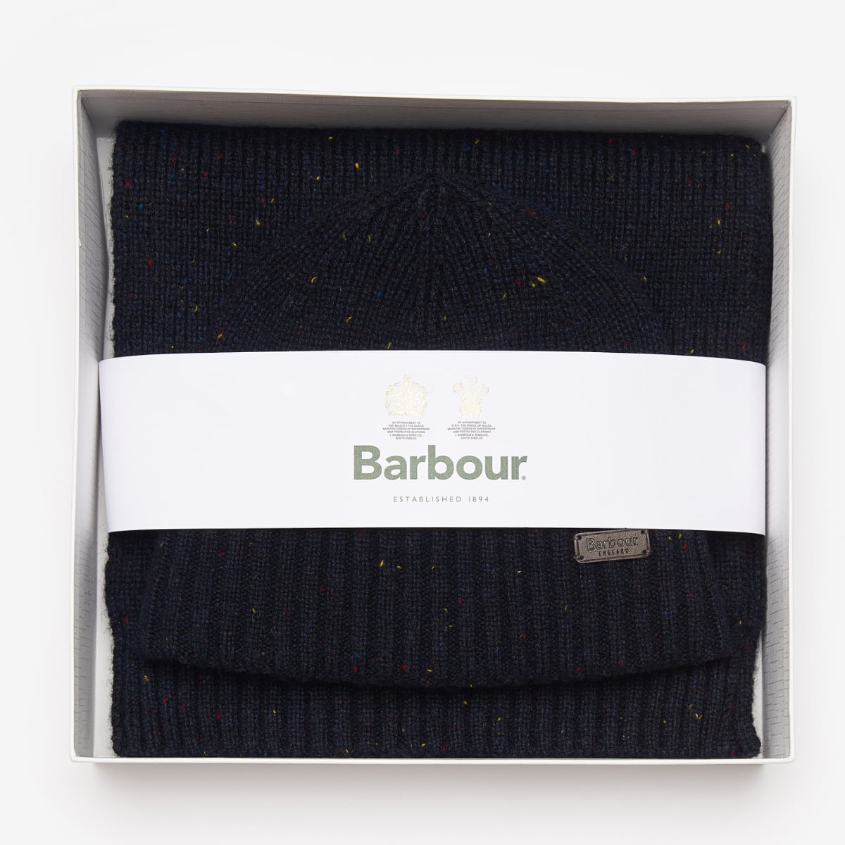 Barbour Carlton Fleck Beanie & Scarf Gift Set | Classic Navy