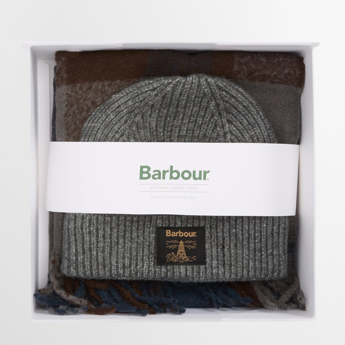 Barbour Westerdale Beanie and Scarf Gift Set | Midnight Oak