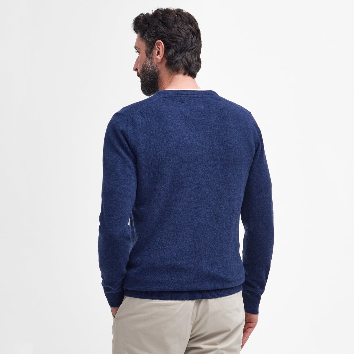 Barbour Essential Lambswool V Neck Men's Jumper | Deep Blue