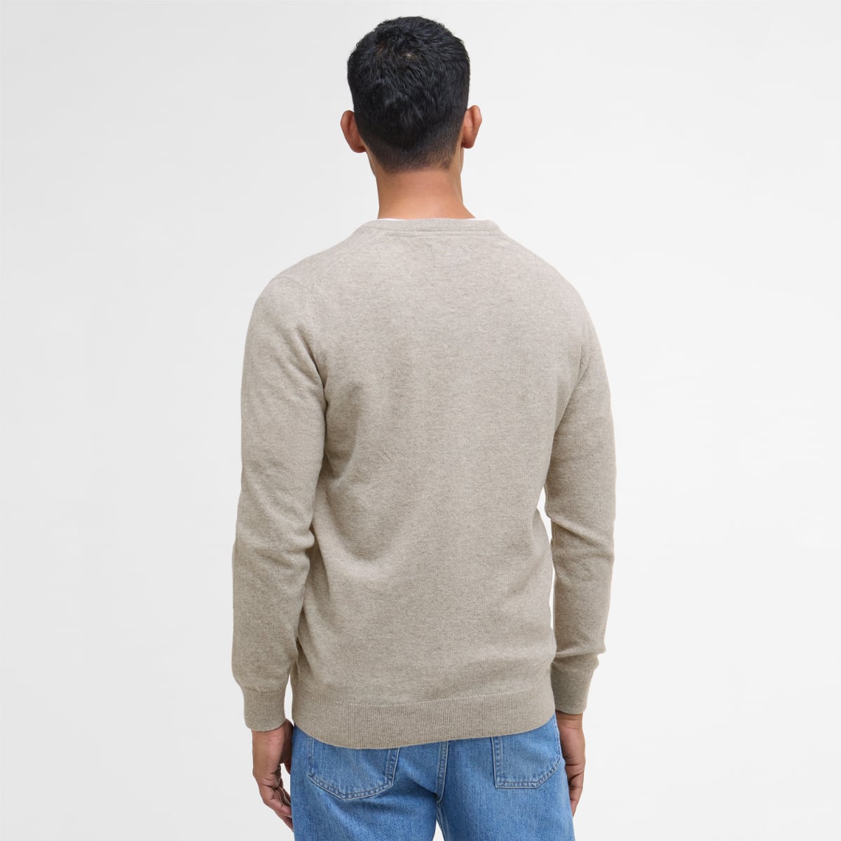 Barbour Essential Lambswool V Neck Men's Jumper | Washed Stone
