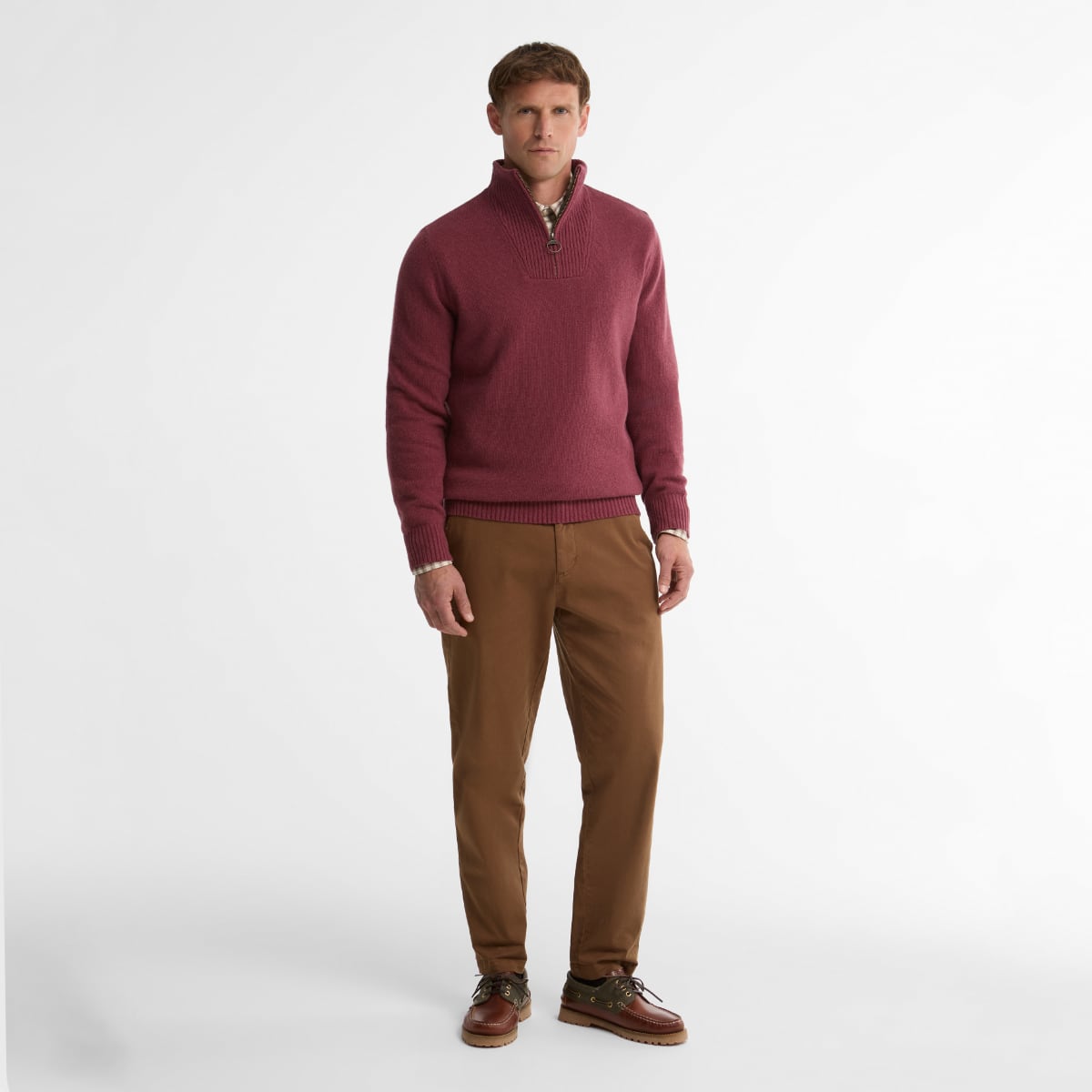 Barbour Nelson Essential Half Zip Men's Jumper | Mauve