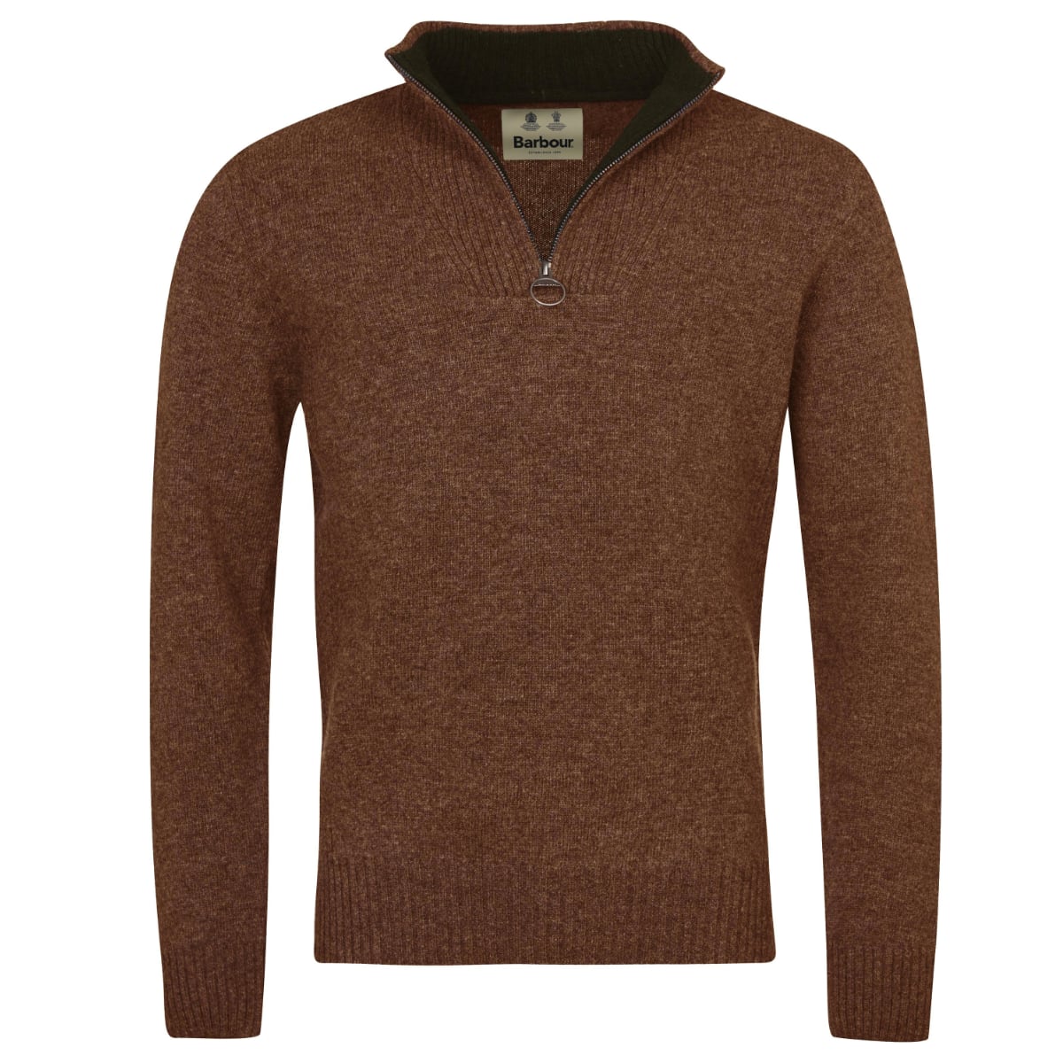 Barbour Nelson Essential Half Zip Men's Jumper | Dark Sand