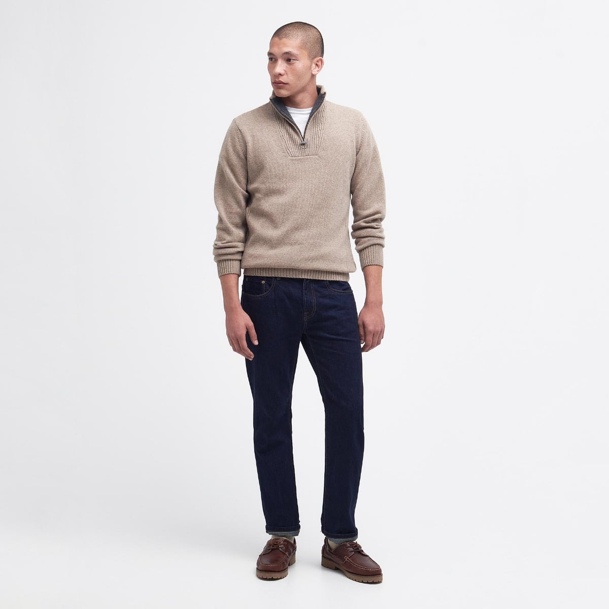 Barbour Nelson Essential Half Zip Men's Jumper | Stone