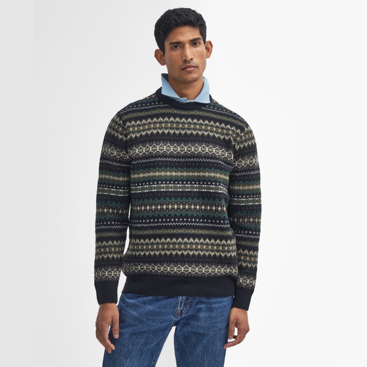 Barbour Case Fair Isle Crew Neck Sweater | Black Marl