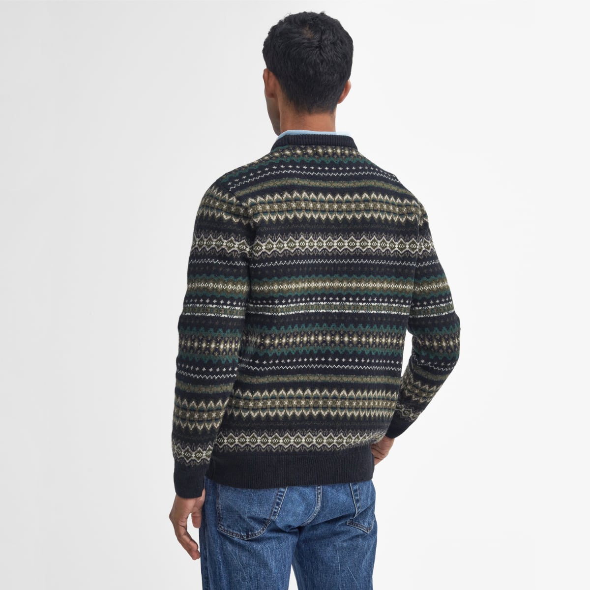 Barbour Case Fair Isle Crew Neck Sweater | Black Marl