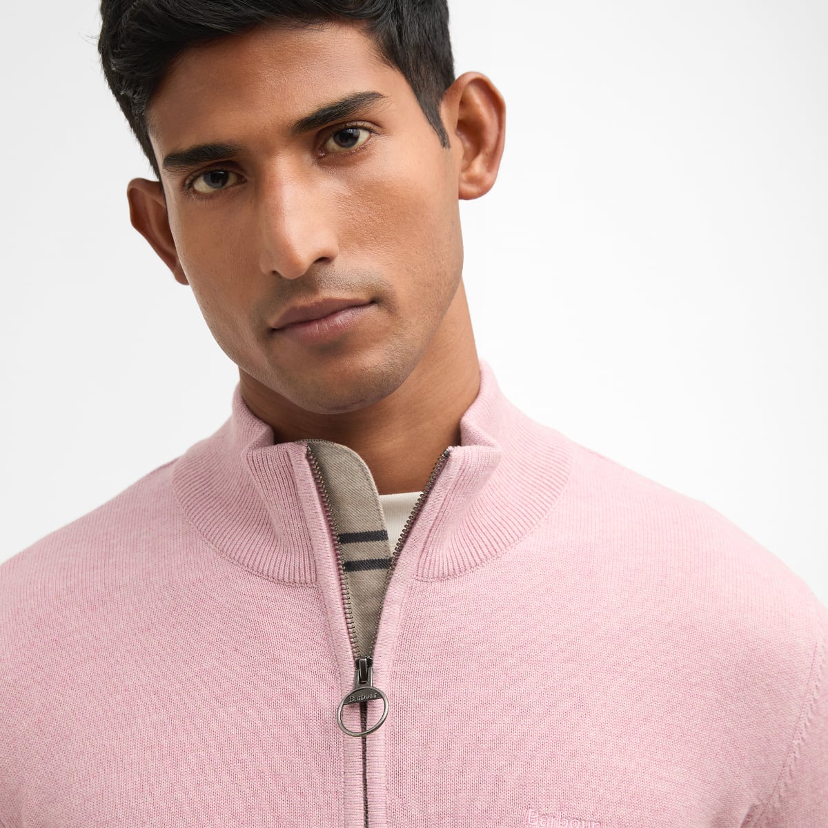 Barbour Cotton Half Zip Men's Jumper | Pink