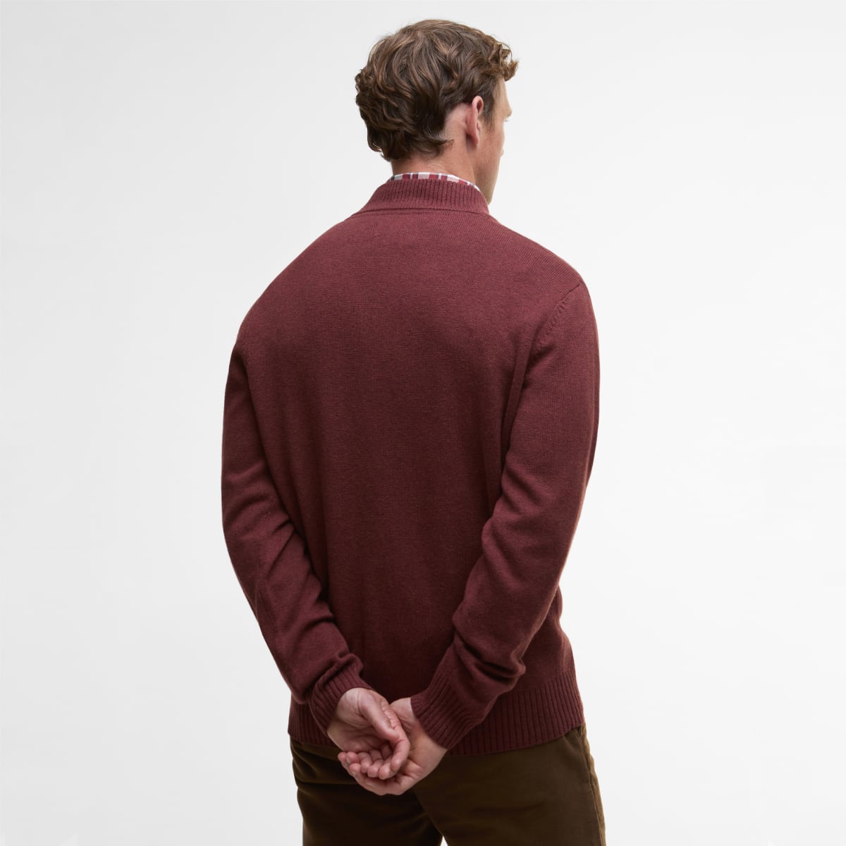 Barbour Kelson Half Zip Men's Jumper | Fired Brick