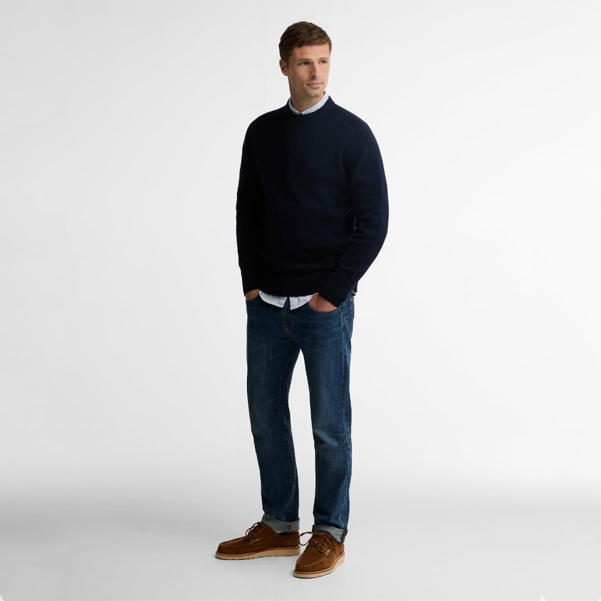 Barbour Newtown Crew Neck Men's Sweater | Navy