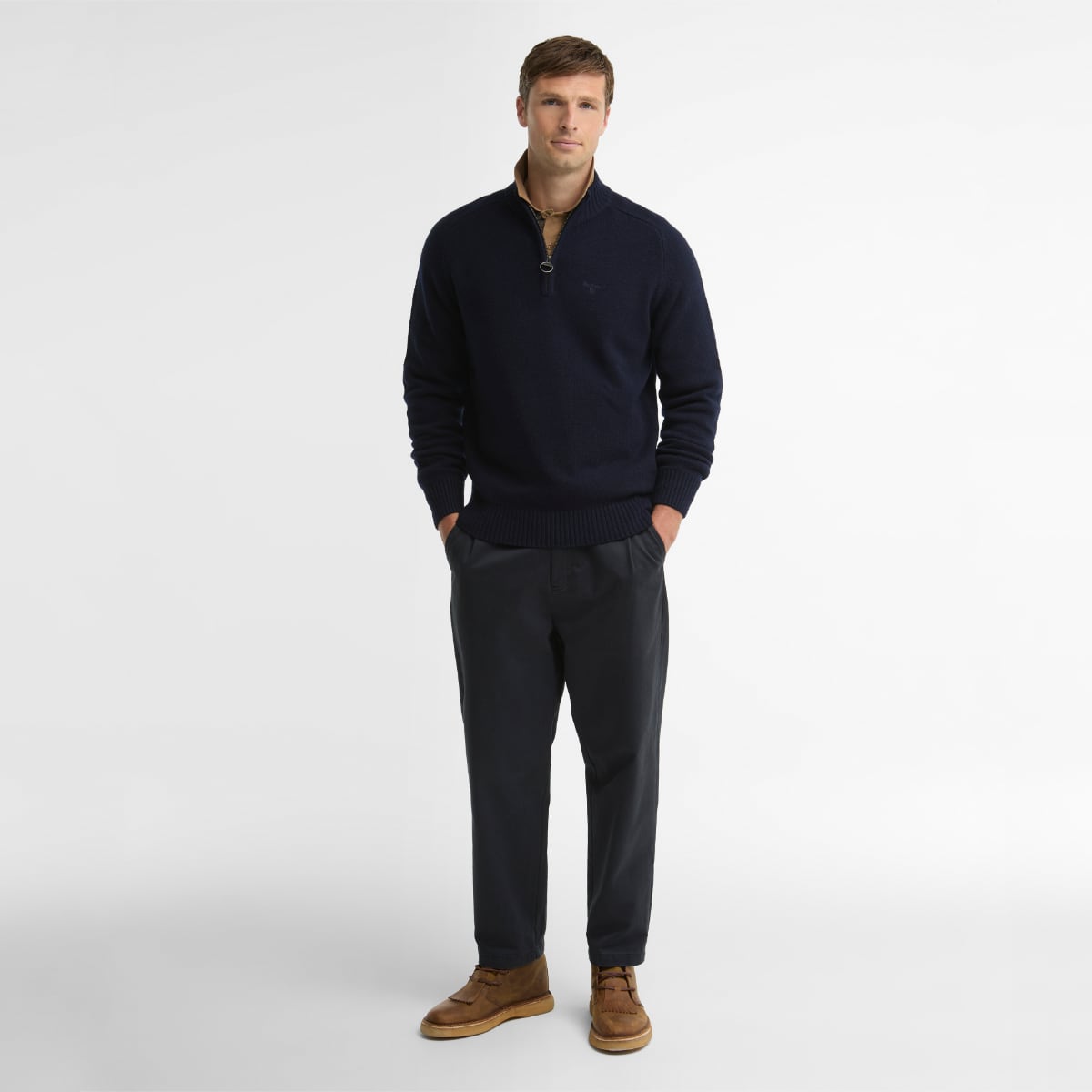 Barbour Newtown Half-Zip Men's Sweater | Navy