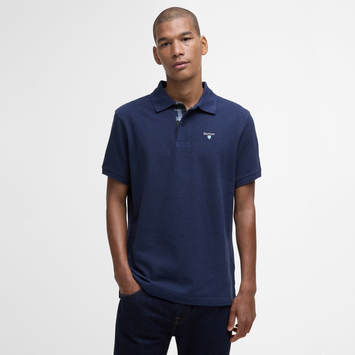 Barbour Tartan Pique Men's Polo Shirt | Inky Marl
