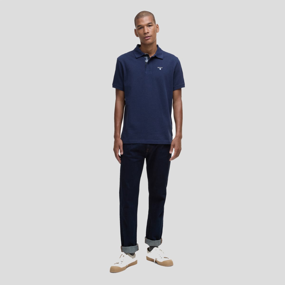 Barbour Tartan Pique Men's Polo Shirt | Inky Marl