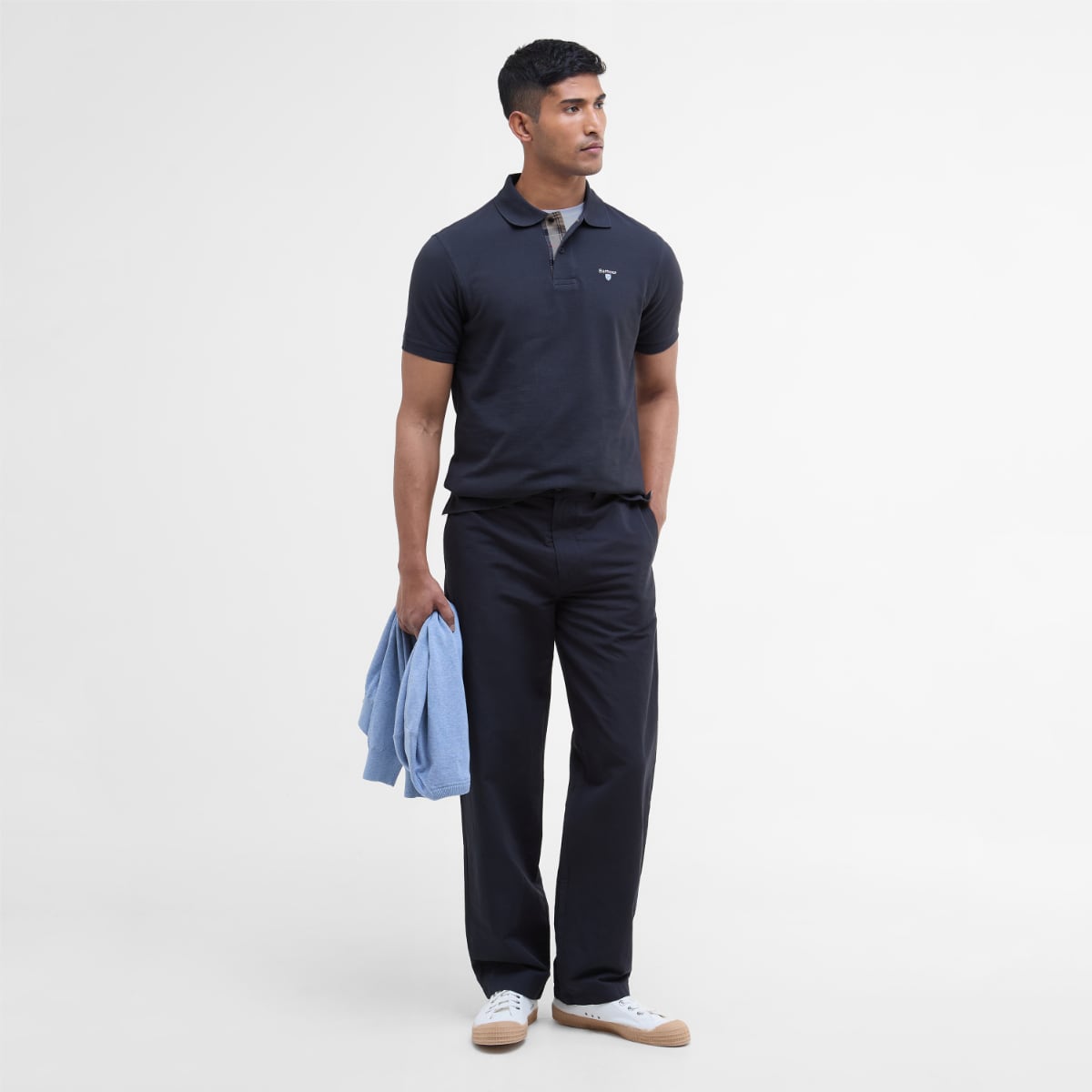 Barbour Tartan Pique Men's Polo Shirt | Navy Dress