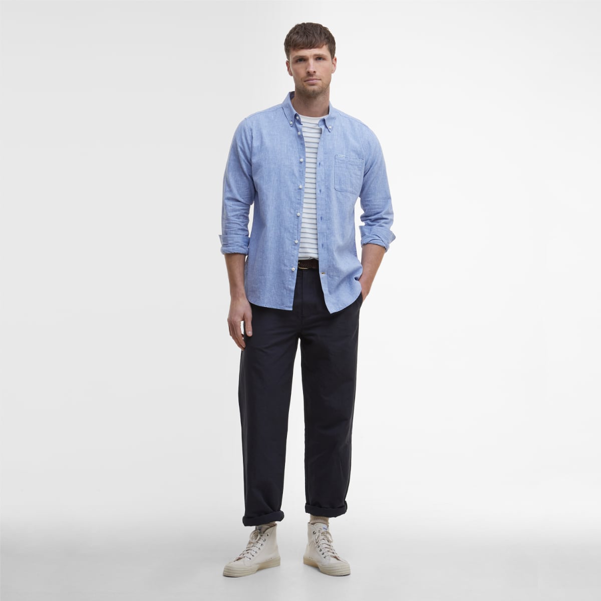 Barbour Nelson Long-Sleeve Tailored Fit Men's Shirt | Blue