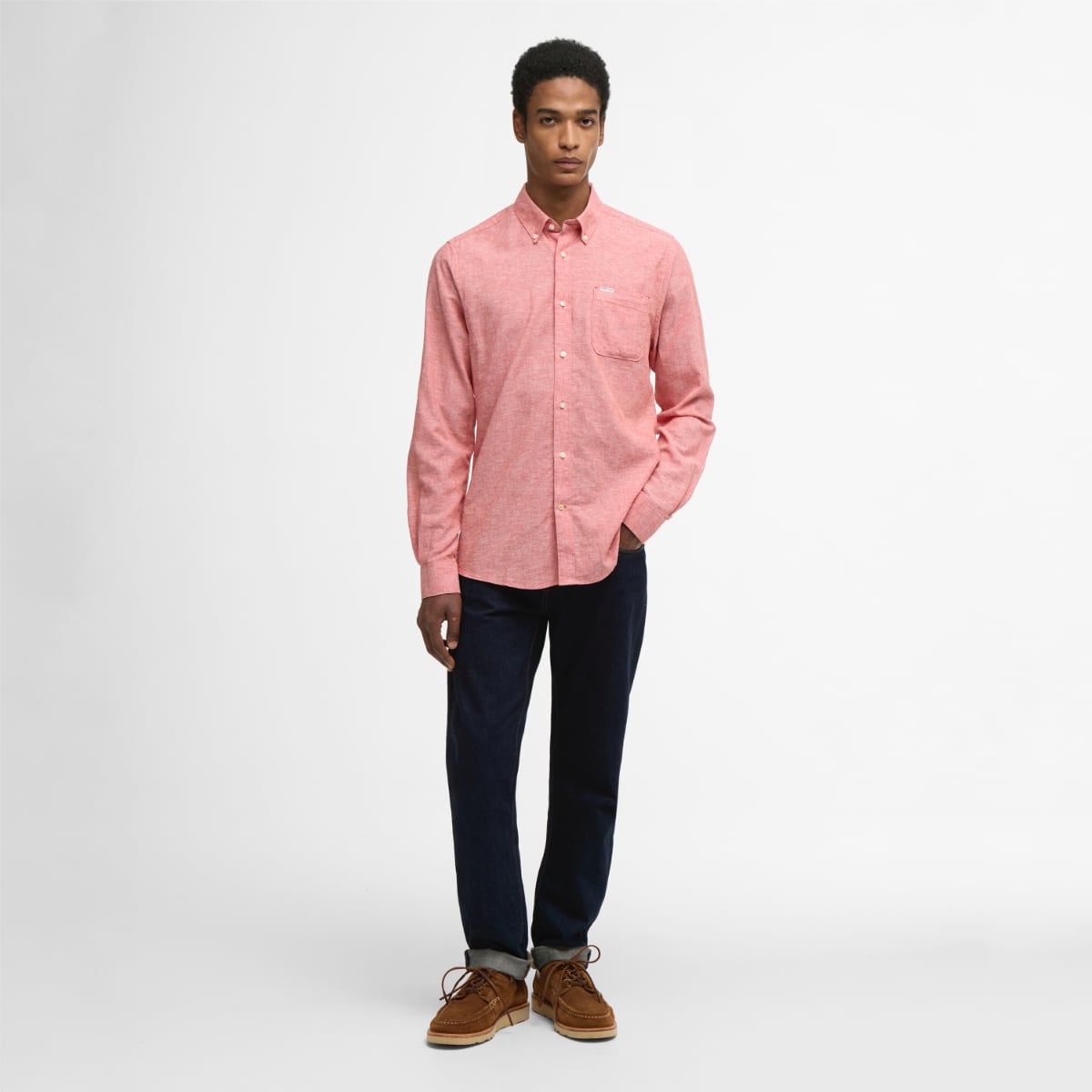 Barbour Nelson Long-Sleeve Tailored Fit Men's Shirt | Red