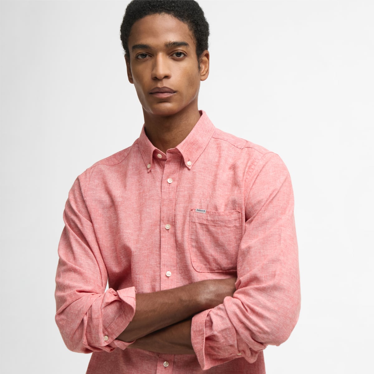 Barbour Nelson Long-Sleeve Tailored Fit Men's Shirt | Red