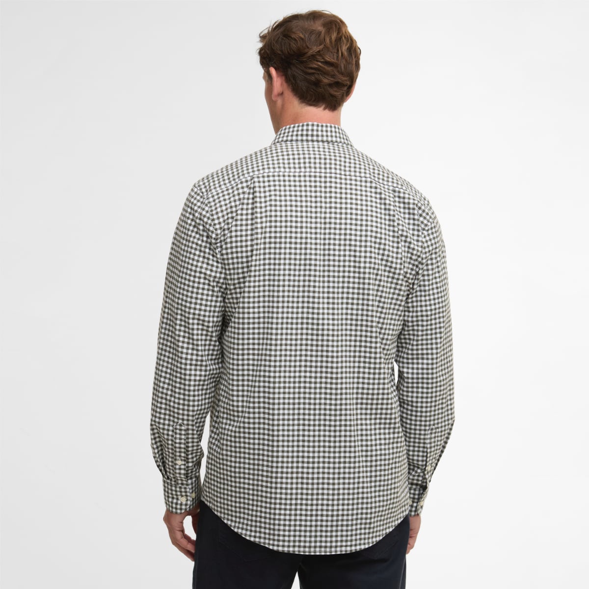 Barbour Gingham Aukside Long-Sleeve Regular Fit Men's Shirt | Olive