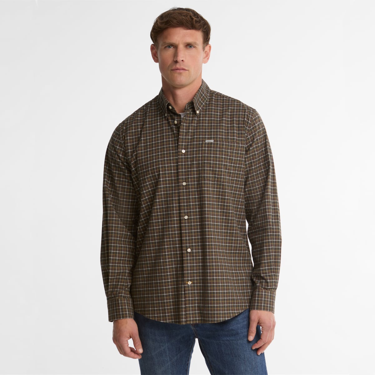 Barbour Alderwood Tattersall Regular Fit Men's Shirt | Olive