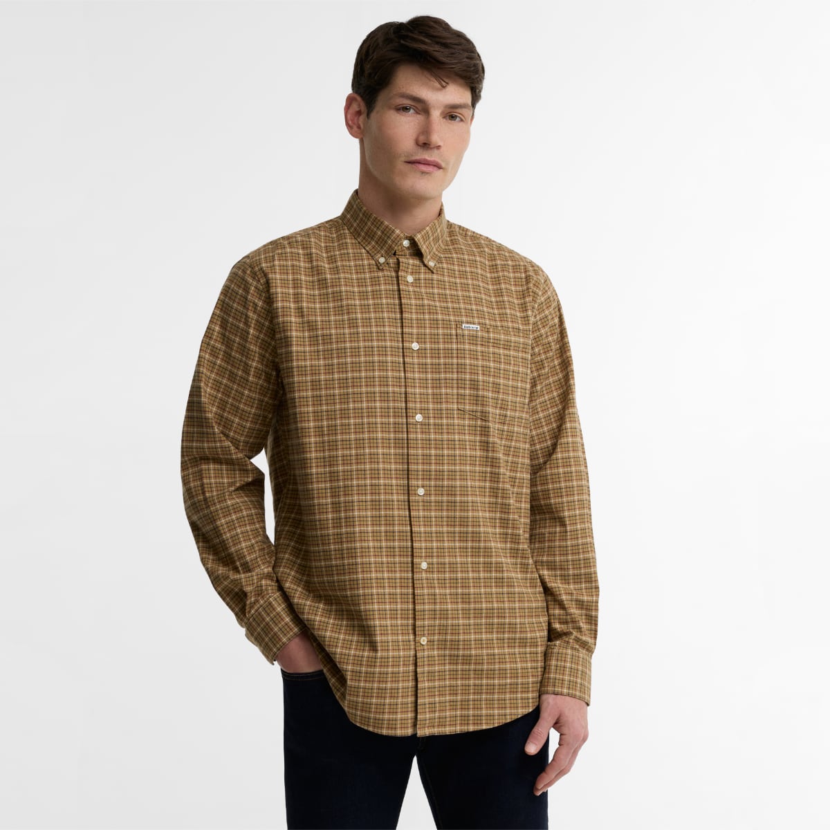 Barbour Alderwood Tattersall Regular Fit Men's Shirt | Camel