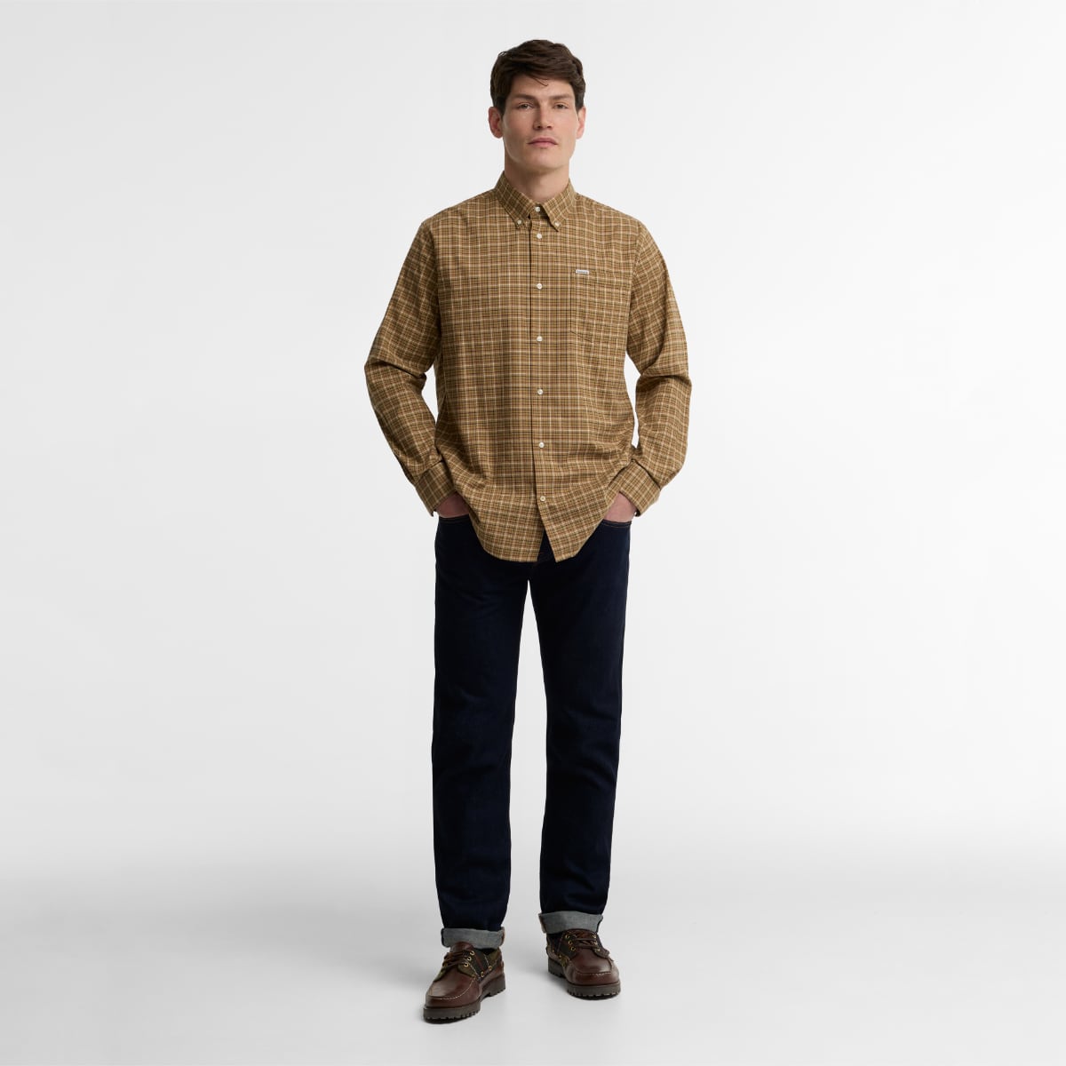 Barbour Alderwood Tattersall Regular Fit Men's Shirt | Camel