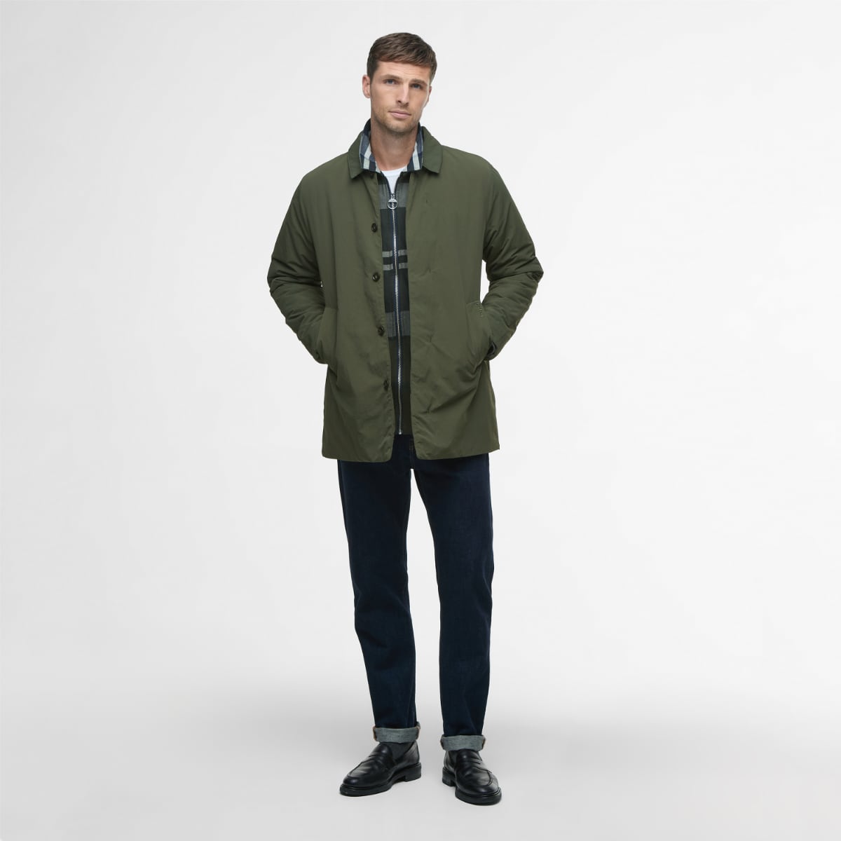 Barbour Wadded Lorden Showerproof Men's Mac | Olive
