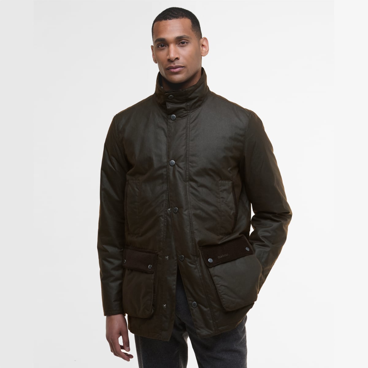 Barbour MODERN Border Men's Waxed Jacket Dark Brown
