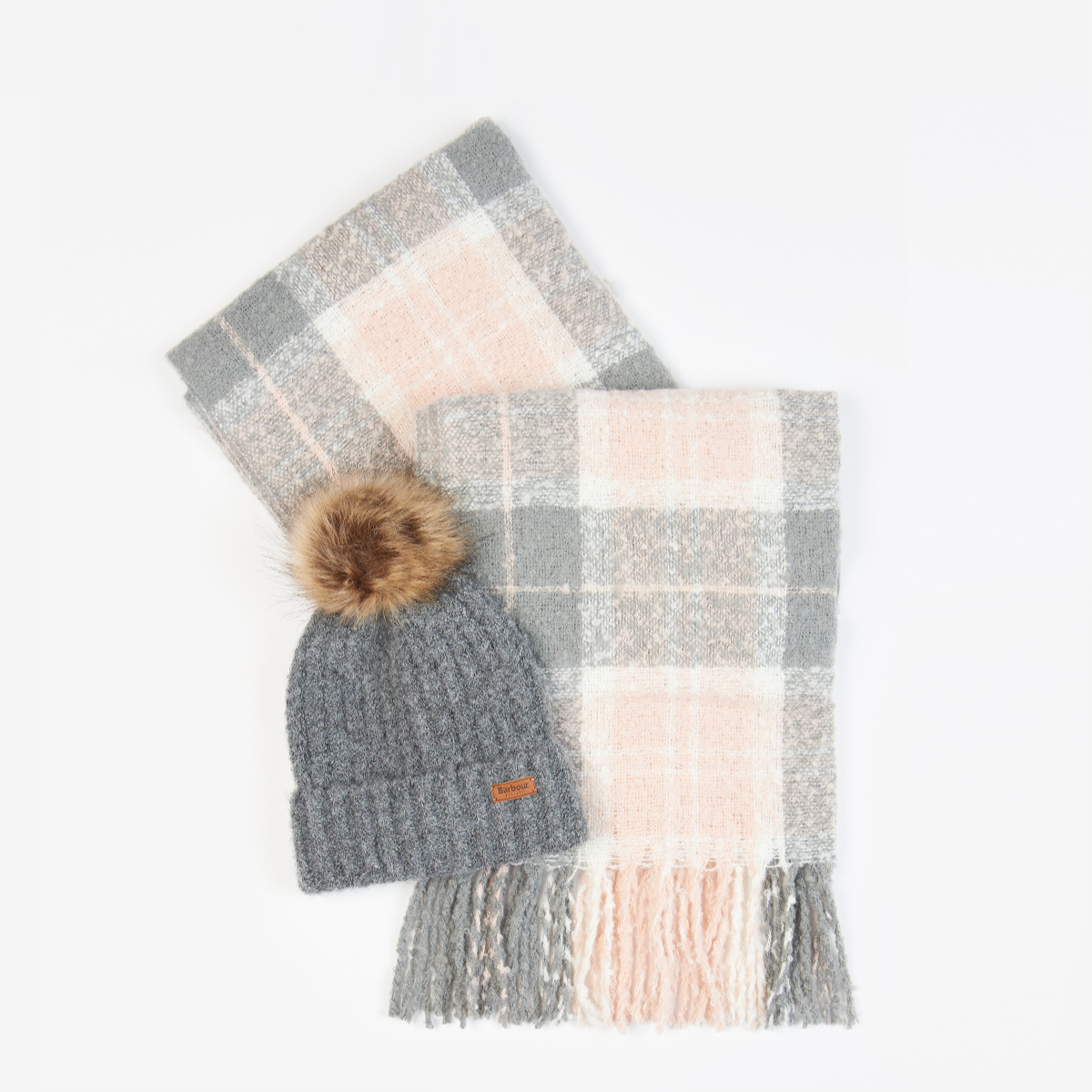 Barbour Saltburn Beanie Scarf Set Grey