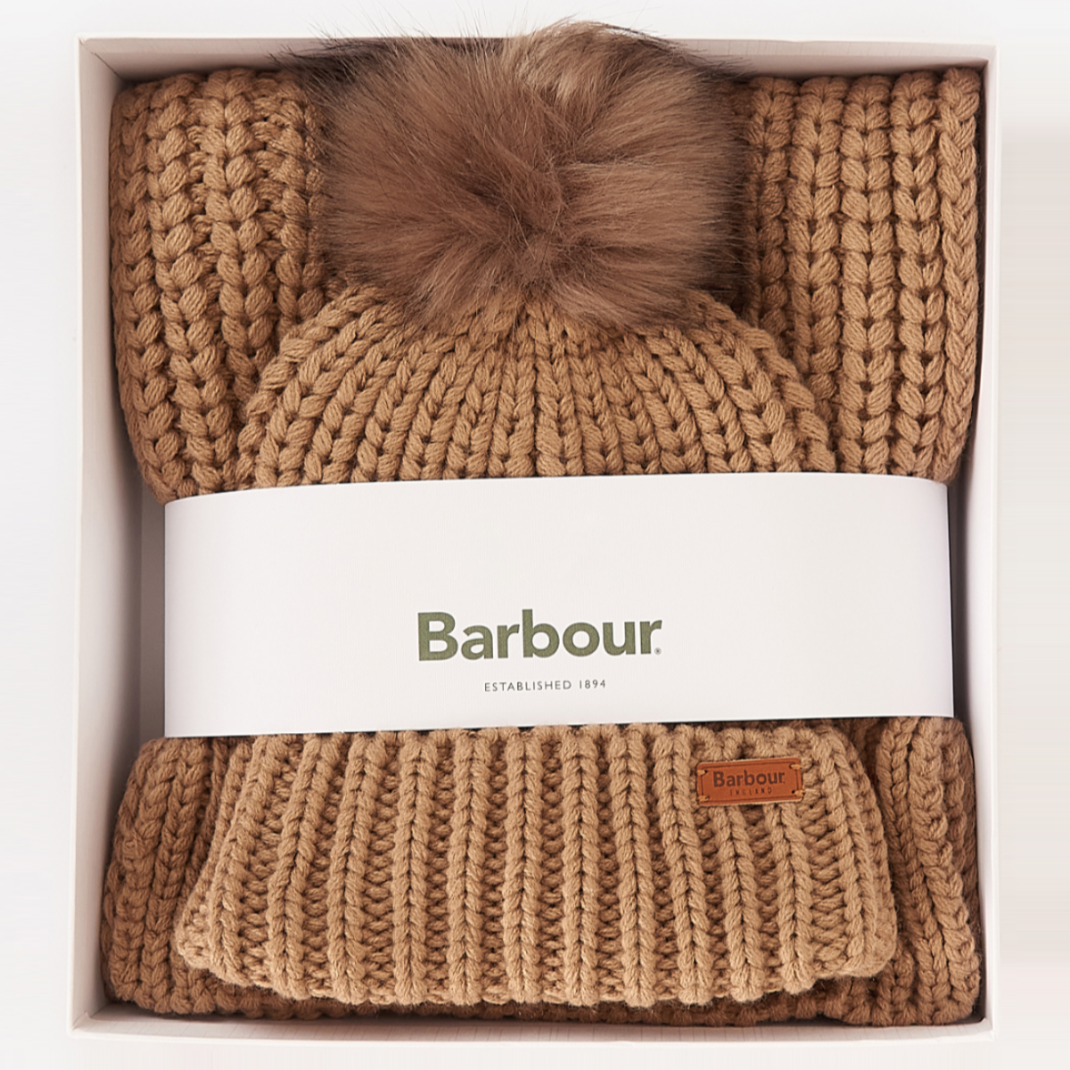 Barbour hat and shop scarf set womens