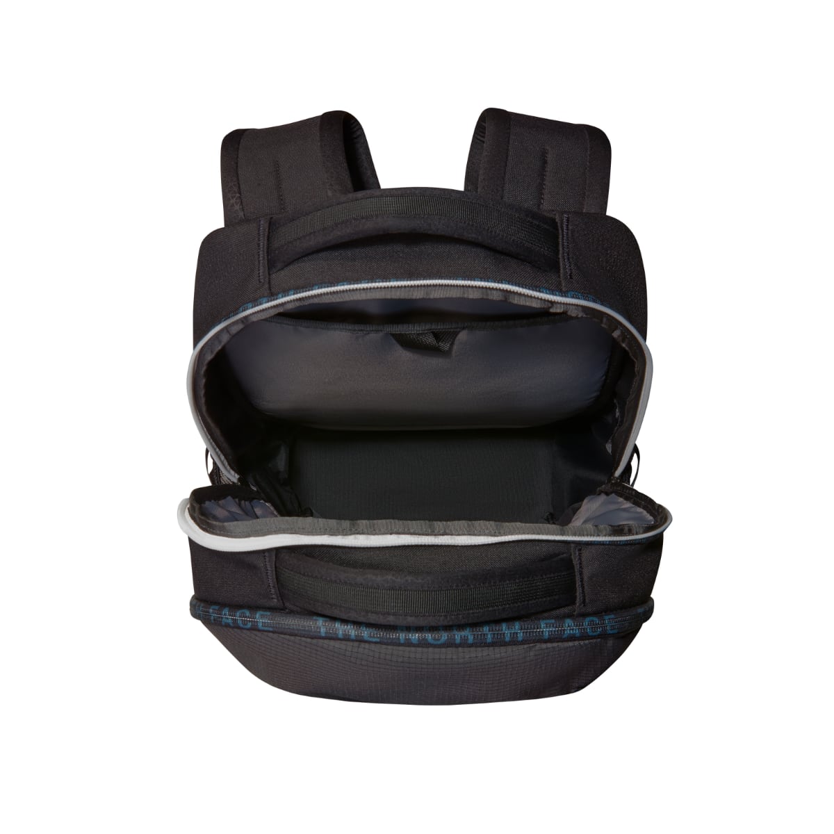 Backpack opened to reveal The North Face Jester interior with spacious main compartment and organization pockets