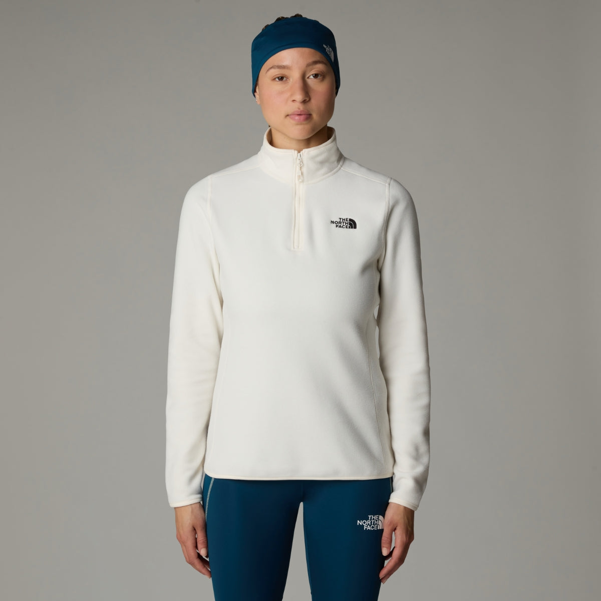 The North Face 100 Glacier 1/4 Zip Fleece Women's Jacket White Dune-