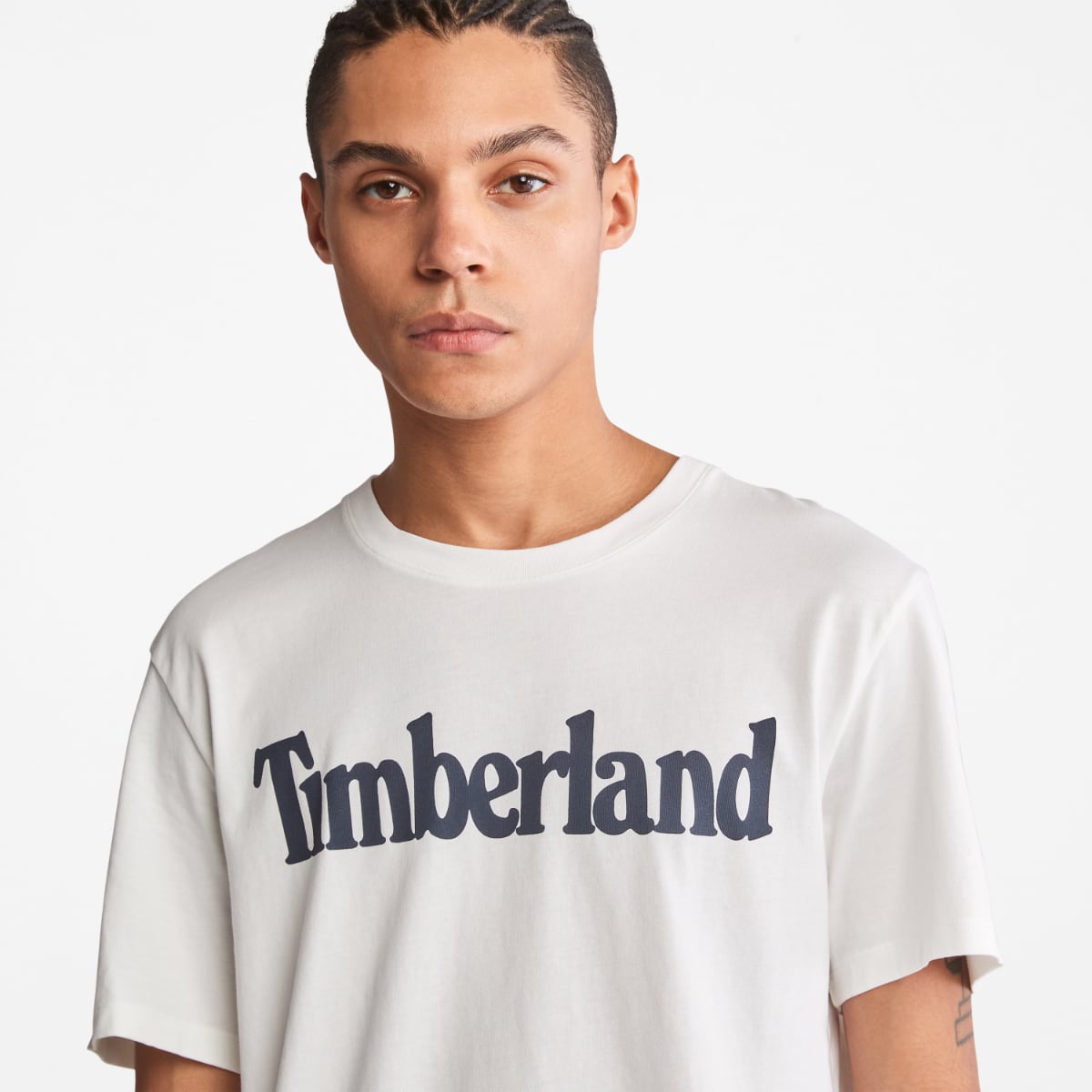 Timberland Kennenec Linear Logo Men's T-Shirt | White