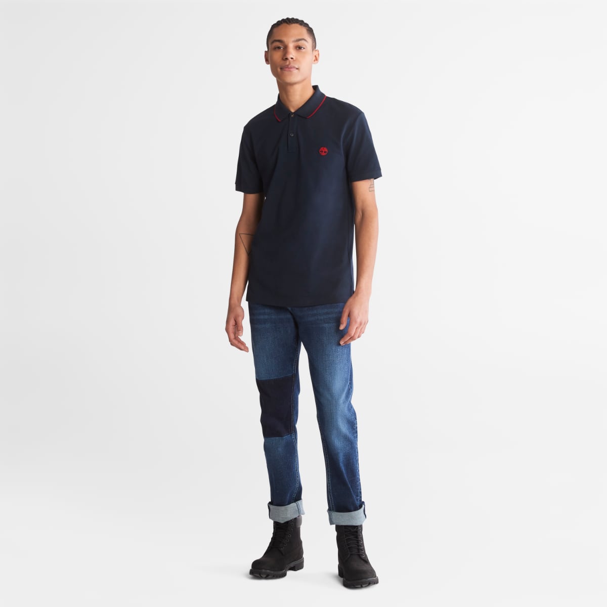 Timberland Millers River Piquet Men's Polo | Navy (Red collar stripe)