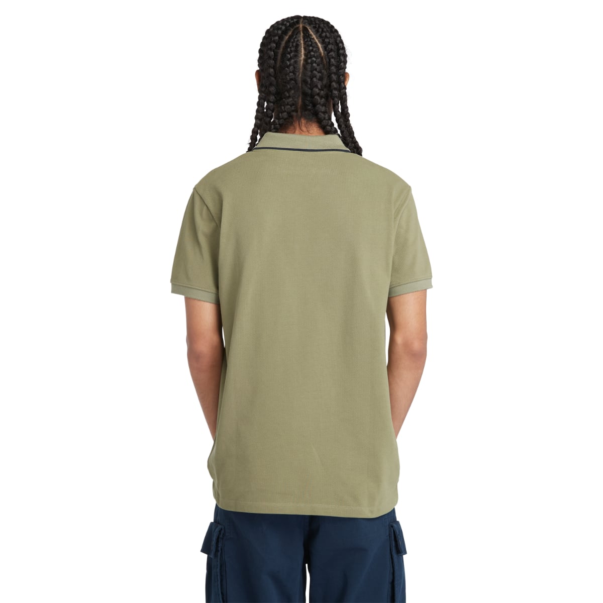 Timberland Millers River Piquet Men's Polo | Olive (Navy collar stripe)