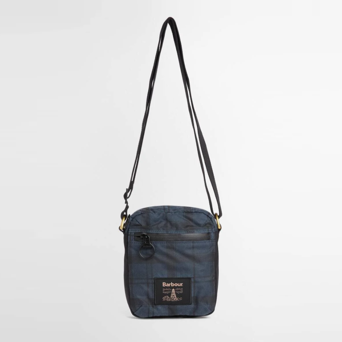 Barbour Field Waxed Crossbody Bag | Navy Tartan