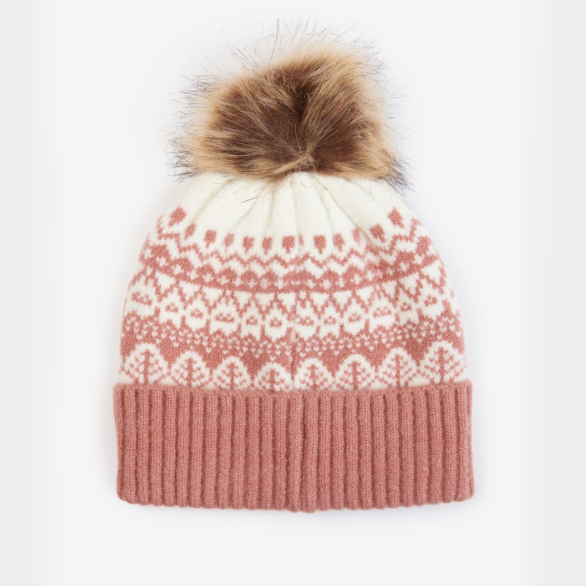 Barbour Alpine Fairisle Pom Beanie | Dusty Rose