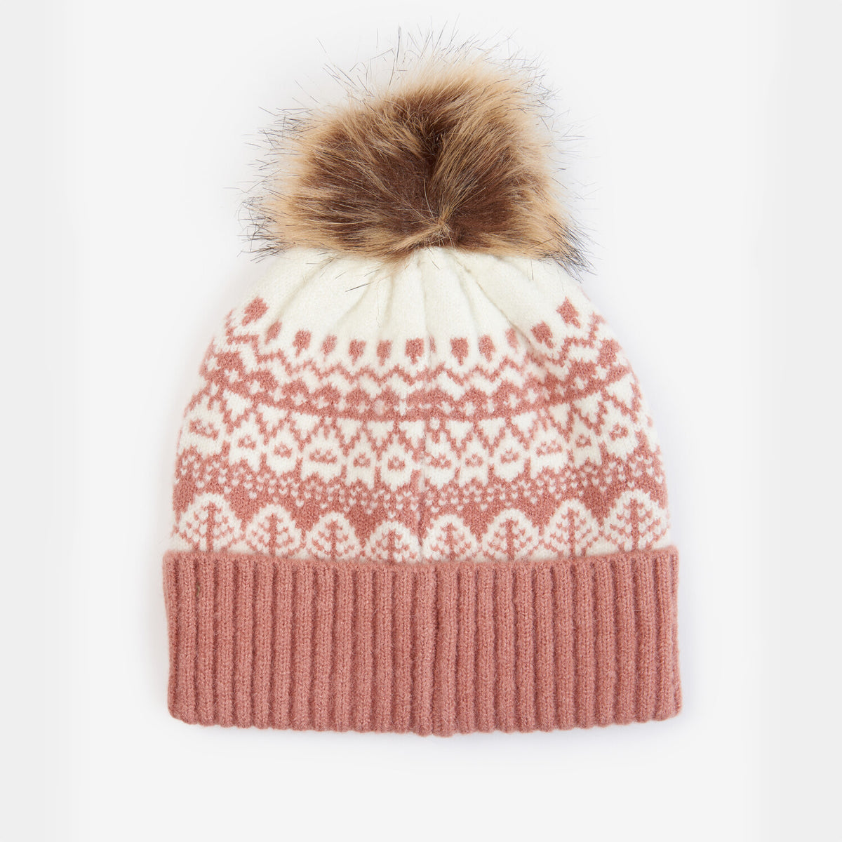 Barbour Alpine Fairisle Pom Beanie | Dusty Rose display picture 2
