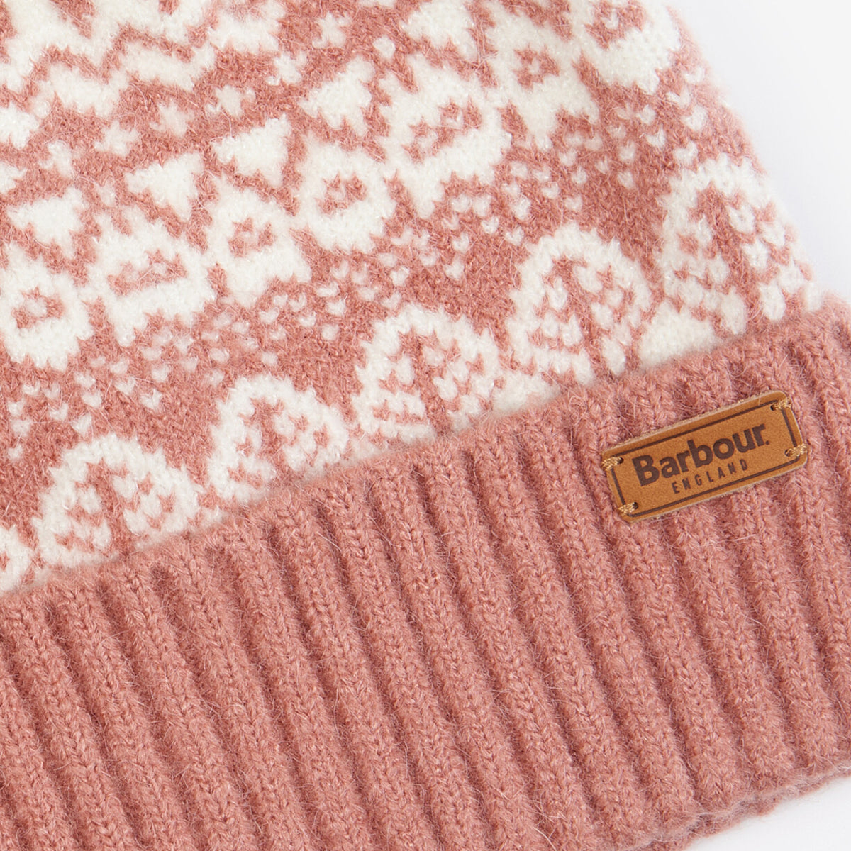 Barbour Alpine Fairisle Pom Beanie | Dusty Rose