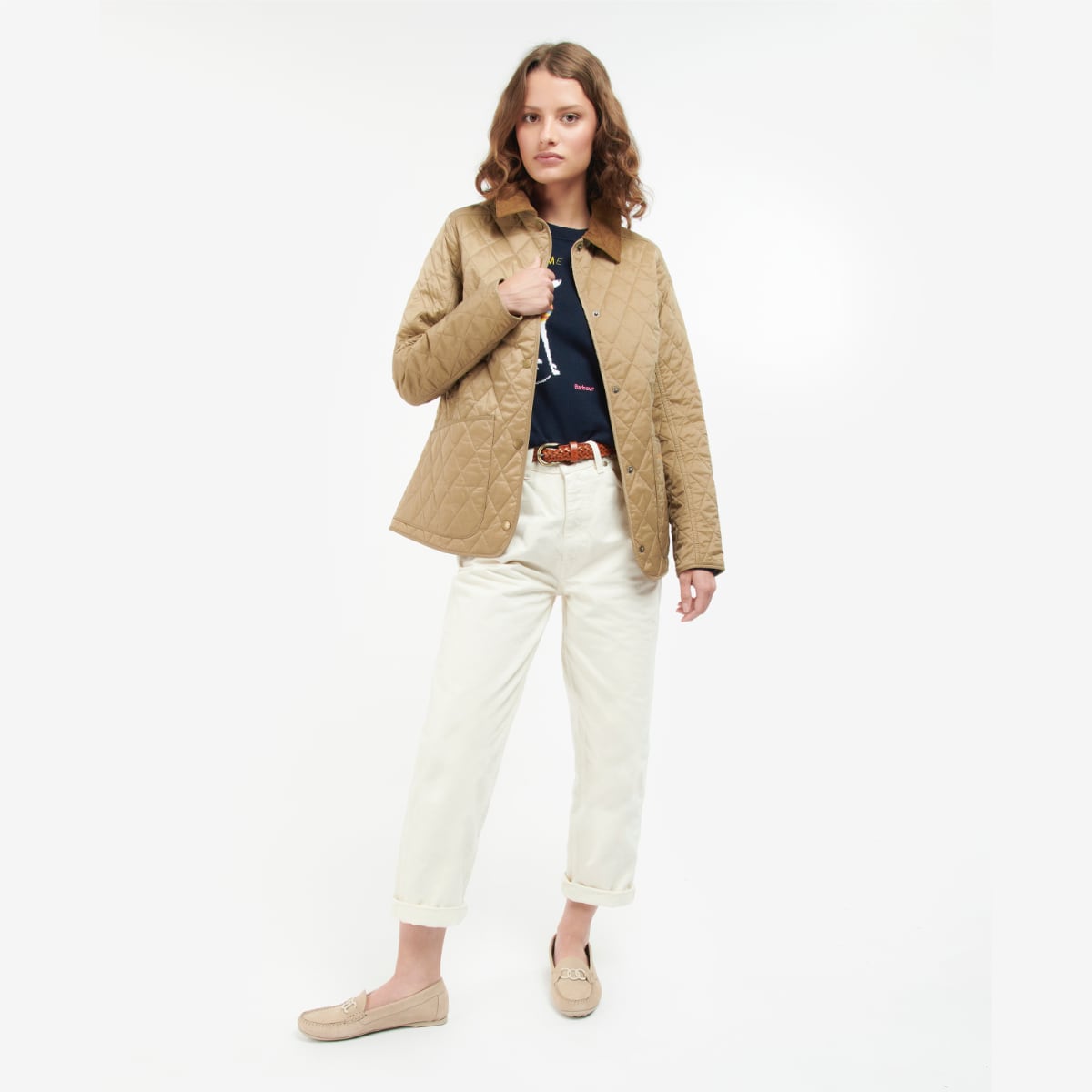 Barbour Annandale Women's Quilted Jacket in Trench on model full height