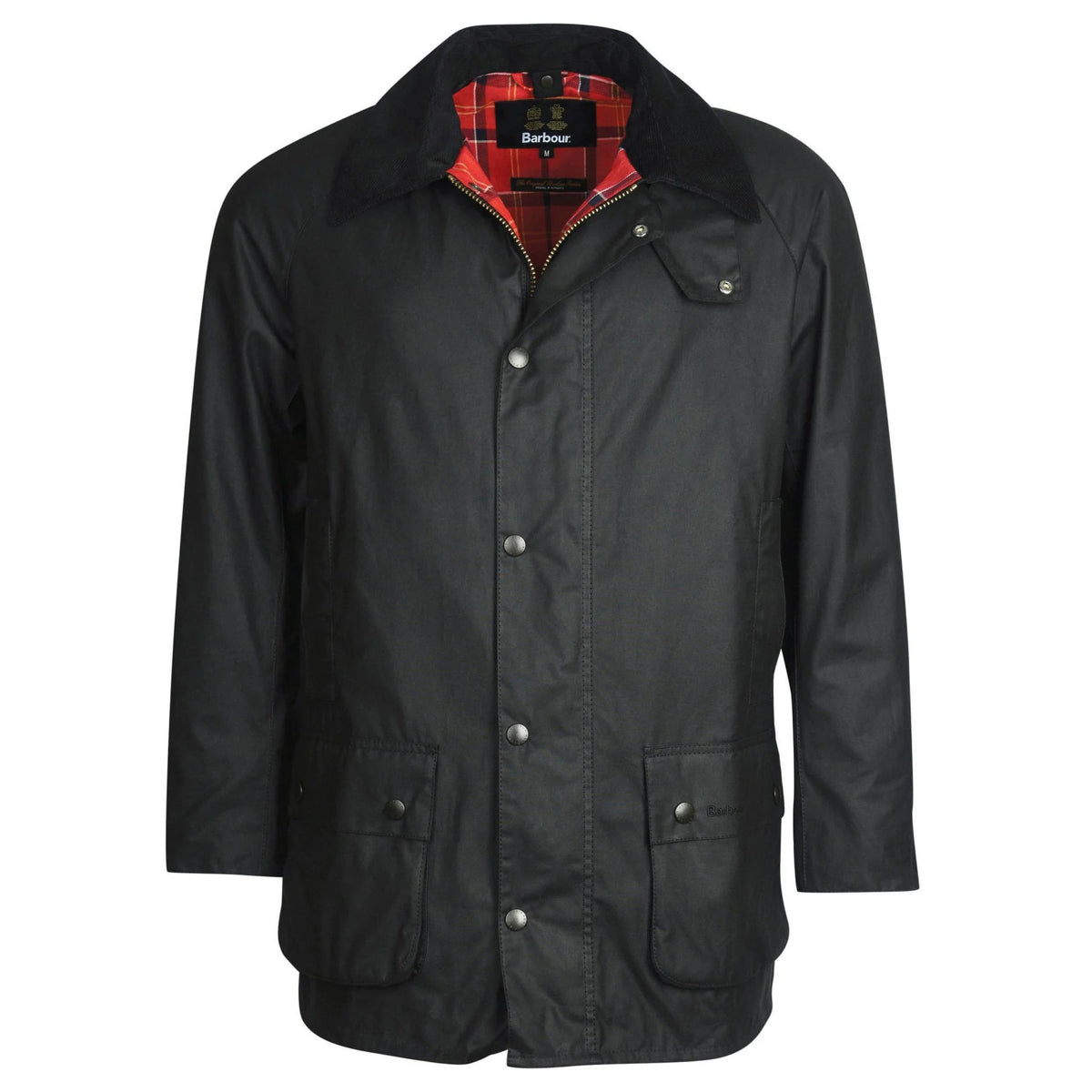 Barbour Beausby Men’s Waxed Jacket in black – front profile