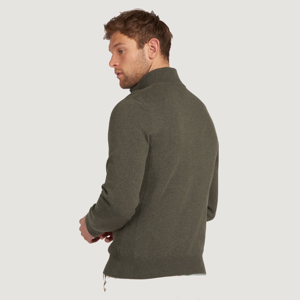 Barbour Cotton Half Zip | Olive Marl