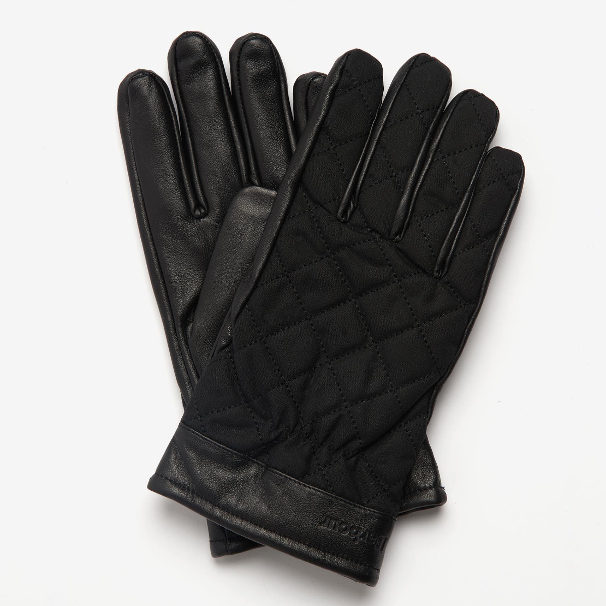 Barbour Dalegarth gloves in black with quilted back and smooth leather palms