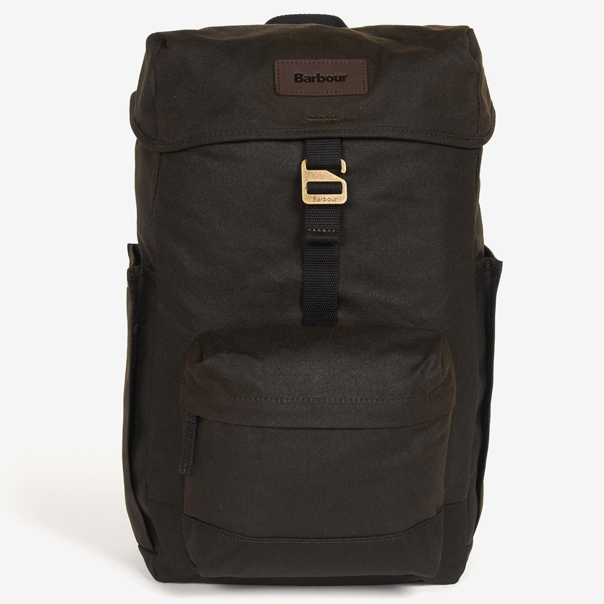 barbour-essential-wax-backpack-olive-front-view