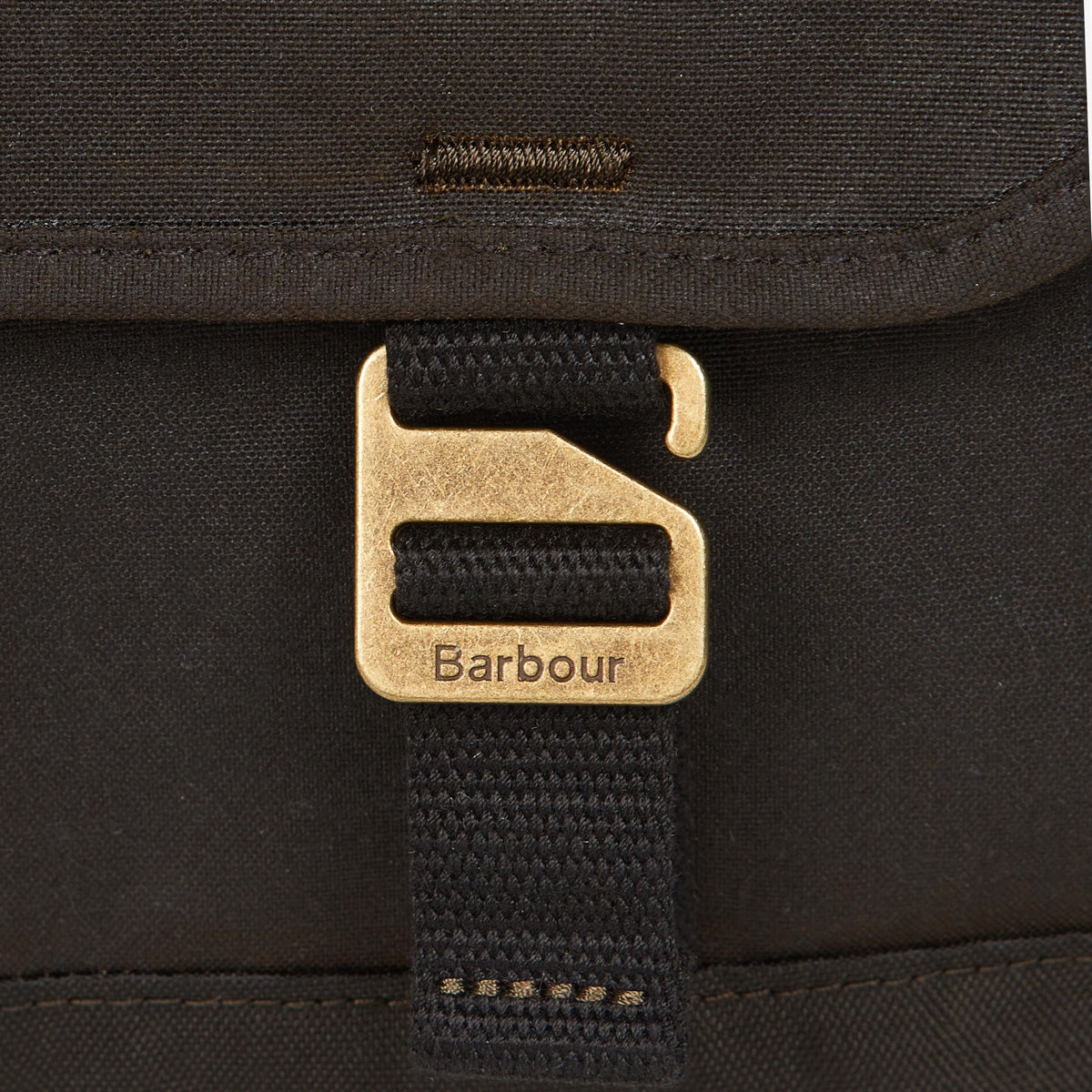 Barbour Wax Messenger Bag Olive Close Up