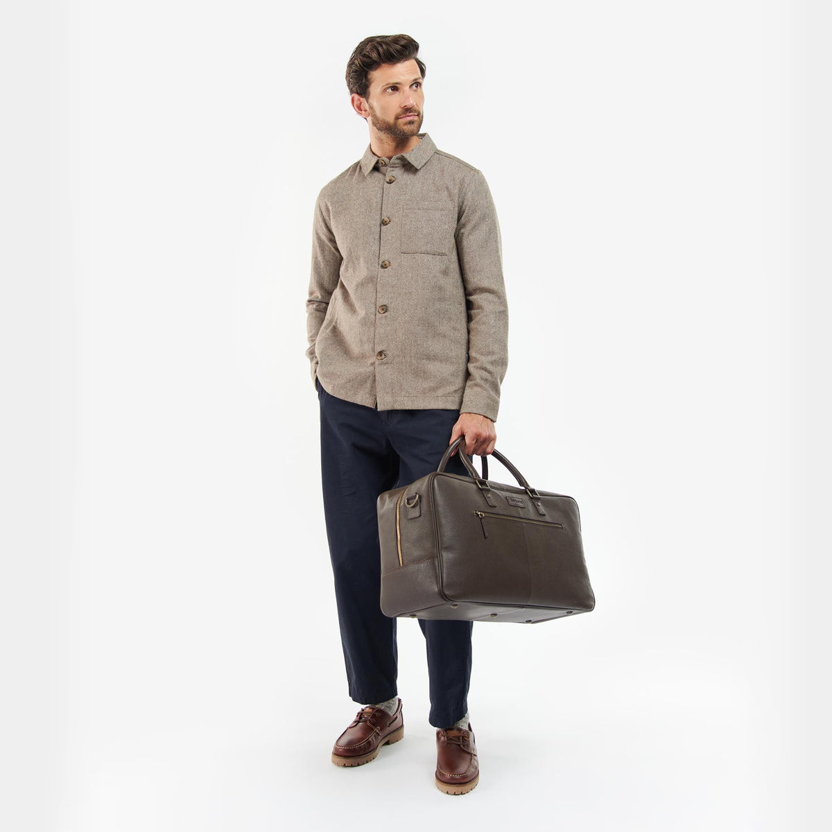 Barbour Highgate Leather Holdall | Dark Brown