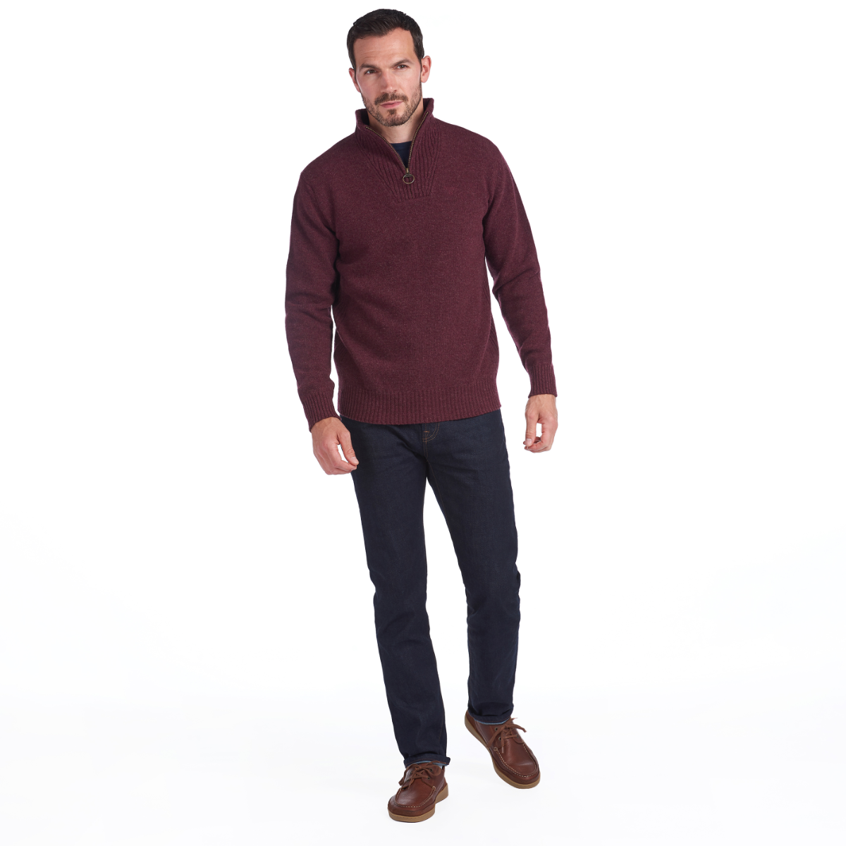 Barbour Essential Lambswool Half Zip Men's Jumper | Merlot