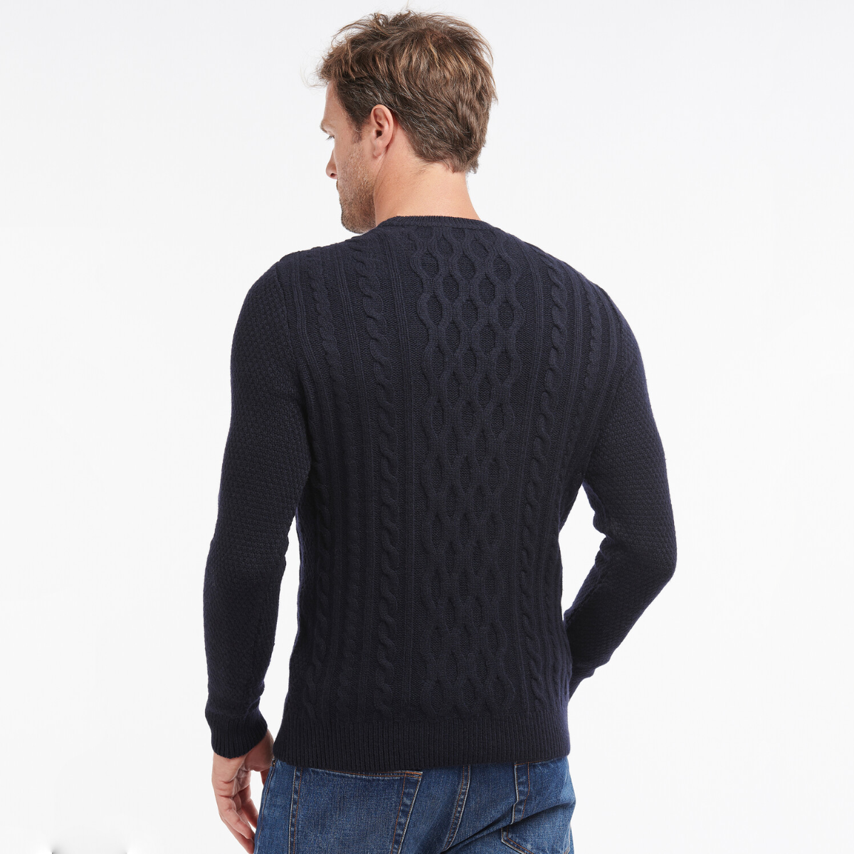 Barbour Chunky Cable Crew Men's Jumper | Navy