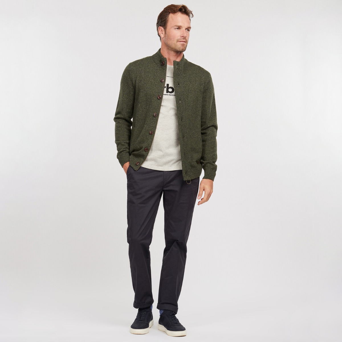 Barbour Tisbury Zip-Through Men's Cardigan | Dark Seaweed