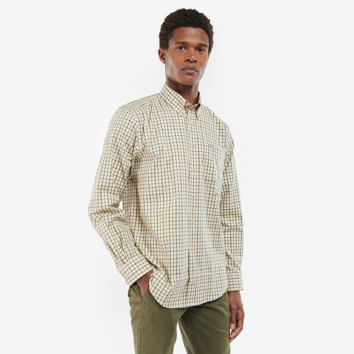 Barbour Sporting Tattersall Relaxed Fit Men's Shirt Navy Olive