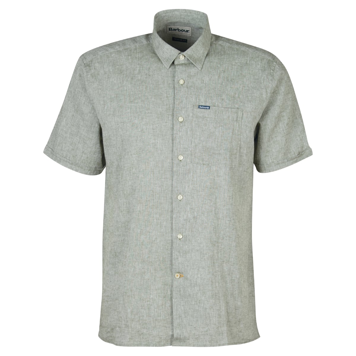 Barbour Nelson Short Sleeve Regular Fit Men's Shirt | Bleached Olive